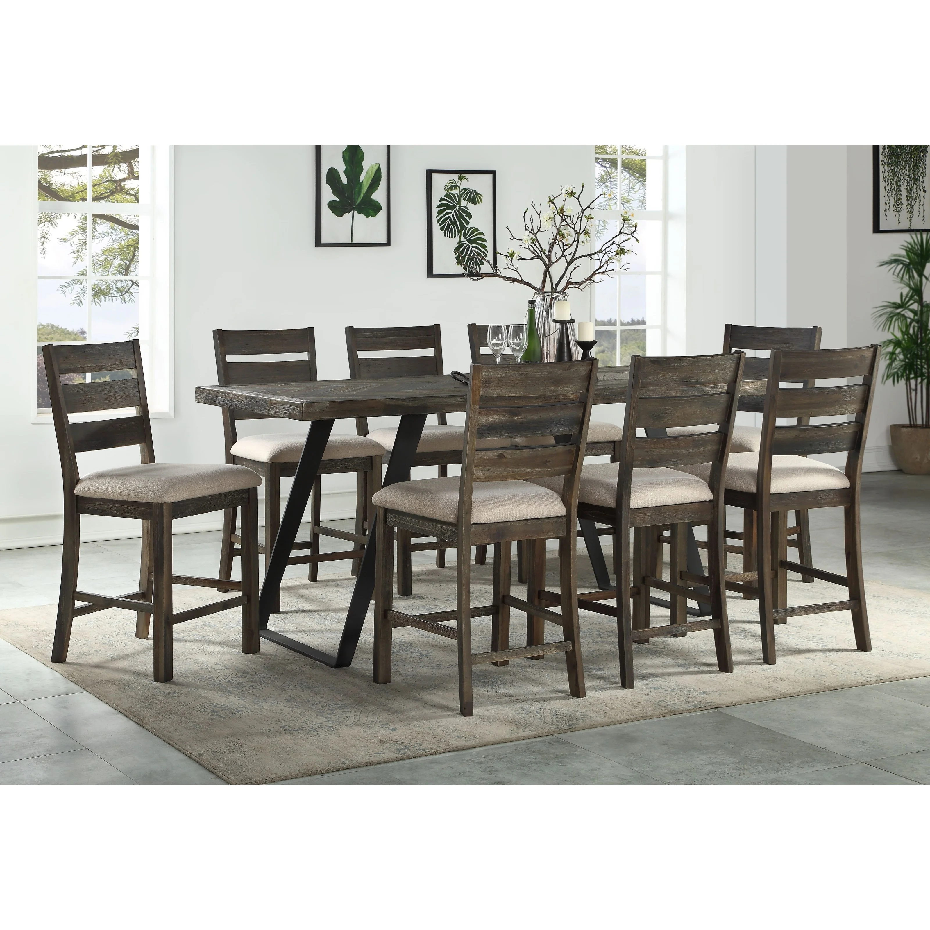 Aspen Court 40276x1+40278x8 Transitional 9Piece CounterHeight Table
